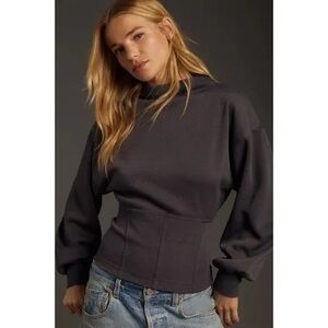 Anthropologie Maeve Mock Neck Corset Pullover